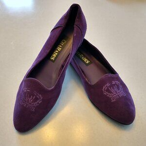 CHARADES BRAND PURPLE SUEDE BALLET FLATS - SIZE 8